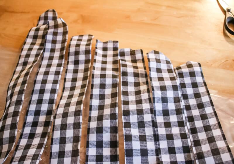 buffalo plaid ribbon cut into strips