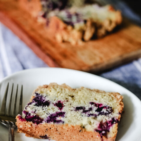 slice of blueberry loaf