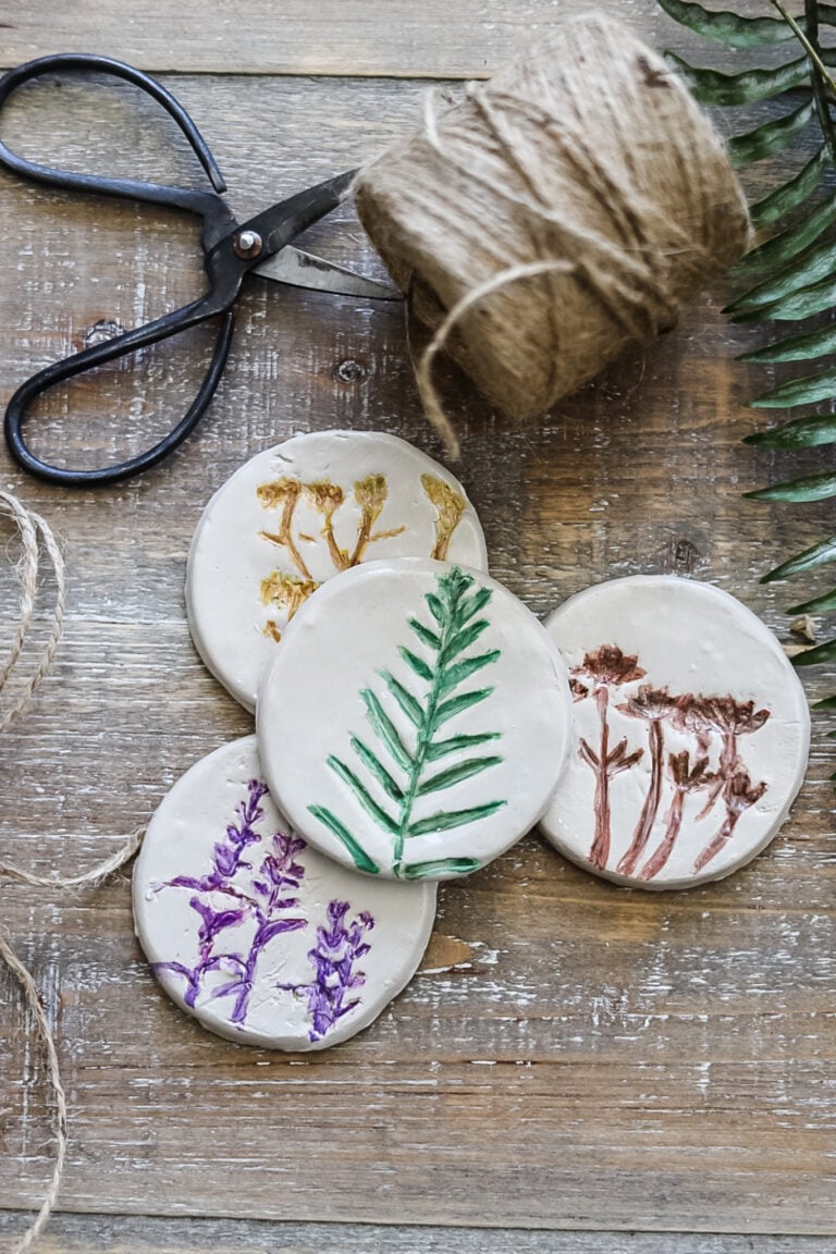 air-dry botanical imprint coaster set