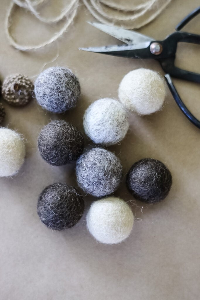 neutral colored felt pom poms