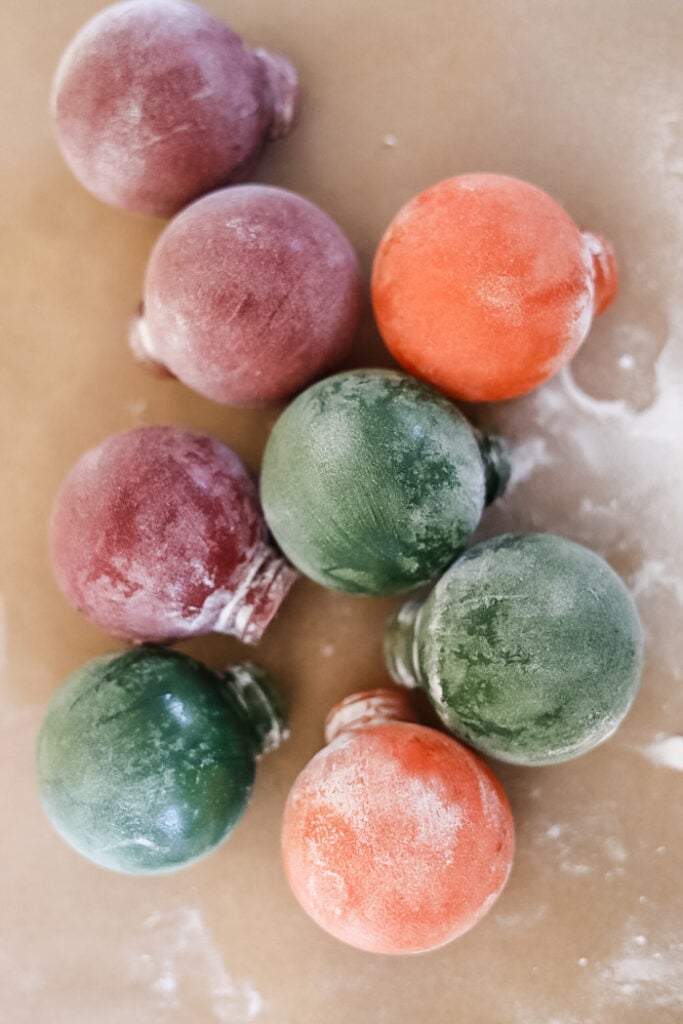 ornaments in a variety of colors