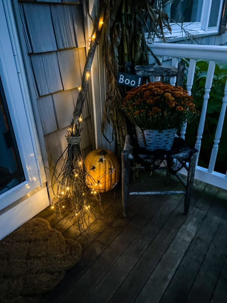 witch broom with lights.