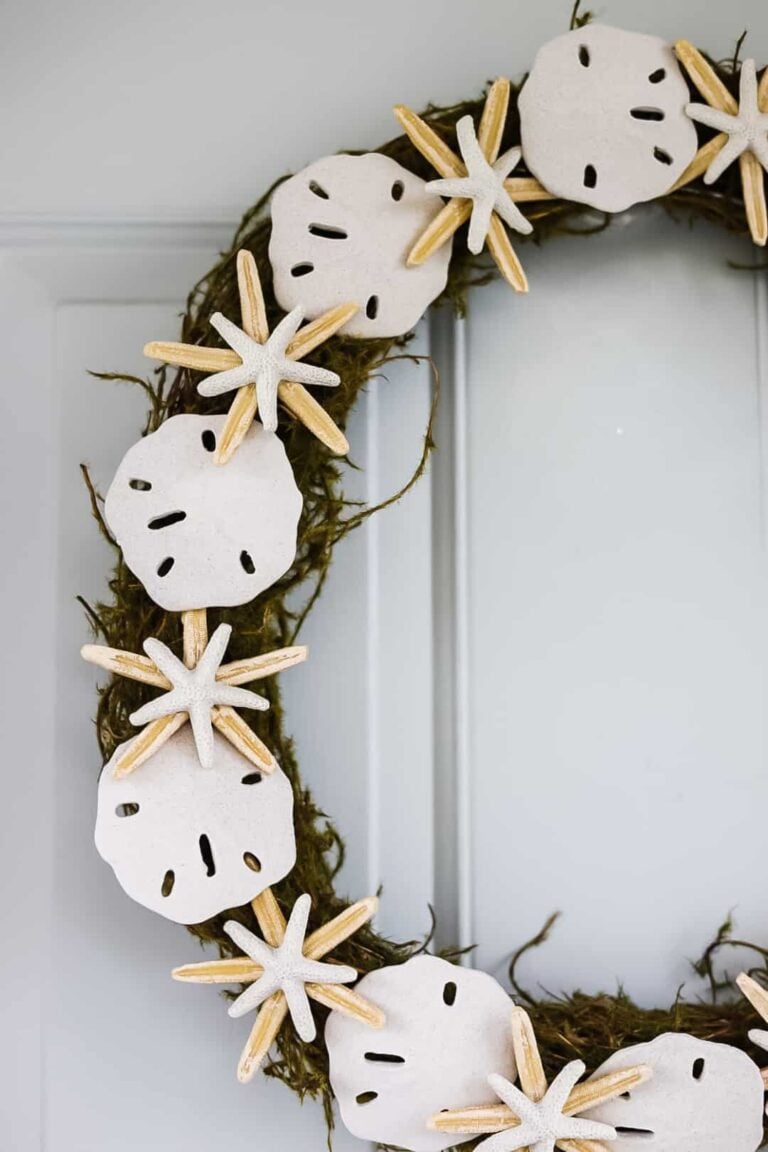 coastal summer wreath with starfish and sandollars
