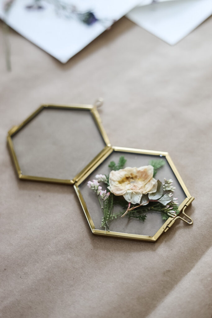 floating frame ornament with yellow rose