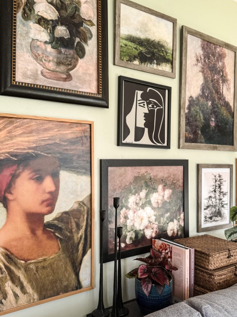 fine art gallery wall in living room