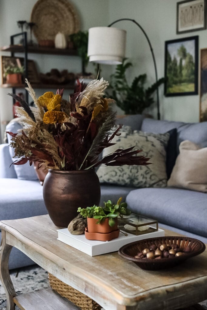 coffee table styled for Fall