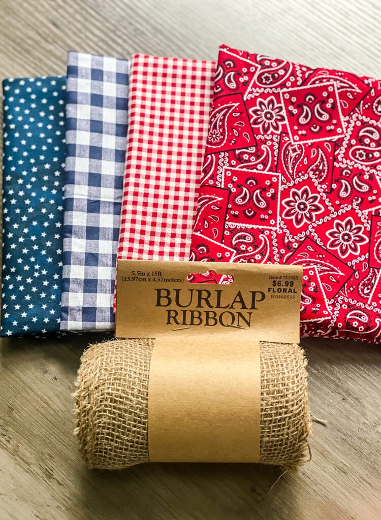 red, white, and blue fabric