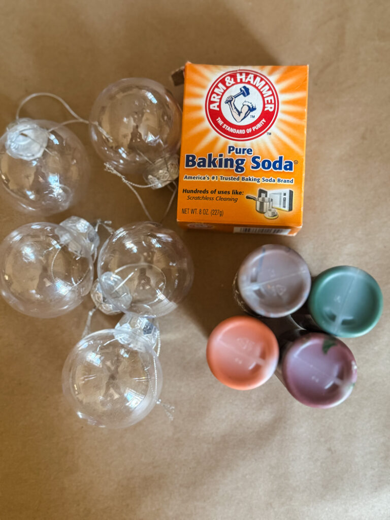 craft supplies to makeover ornaments